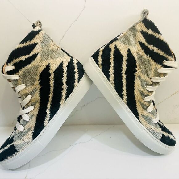 Elysian Silk Velvet Ice Blue Chevon High Tops - Picture 6 of 14